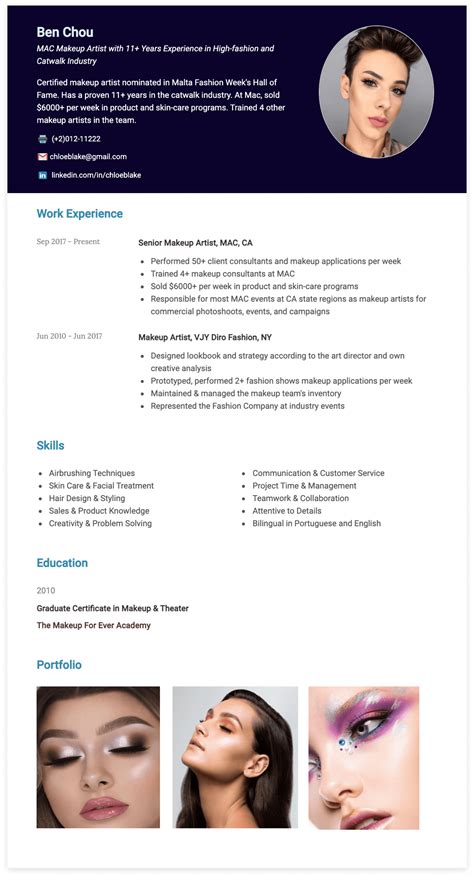 chanel makeup artist resume|Makeup Artist Resume – Examples, Sample Templates, Tips.